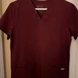 FIGS Burgundy 3 Pocket Scrub Top Size XS